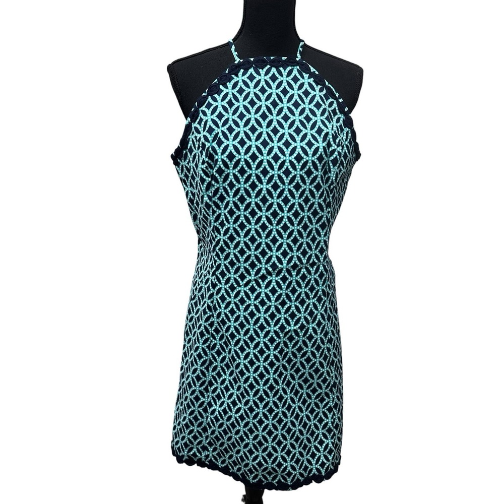 Crown & Ivy Dress Womens Size 14 Blue Green Office Work Casual Date Cayo Coco